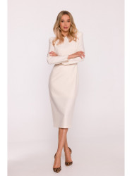 S412 Pencil dress with decorative shoulders - ivory
