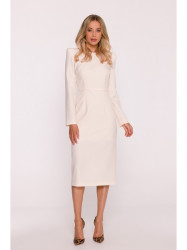 S412 Pencil dress with decorative shoulders - ivory