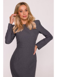 S412 Pencil dress with decorative shoulders - grey