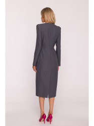S412 Pencil dress with decorative shoulders - grey
