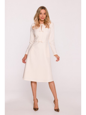 S414 Shift dress with bows - ivory