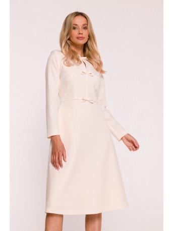 S414 Shift dress with bows - ivory