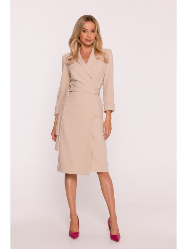 S415 Shirt dress tied at the waist - beige