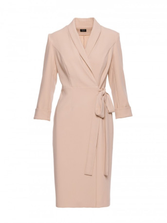 S415 Shirt dress tied at the waist - beige