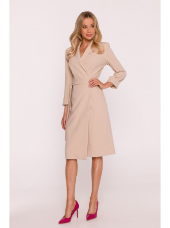 S415 Shirt dress tied at the waist - beige