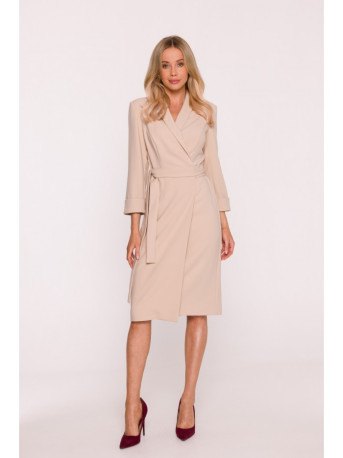 S415 Shirt dress tied at the waist - beige