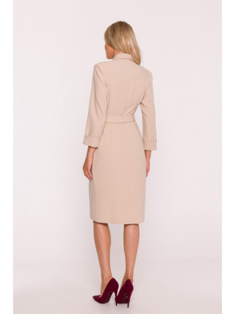 S415 Shirt dress tied at the waist - beige