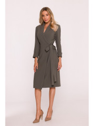 S415 Shirt dress tied at the waist - khaki