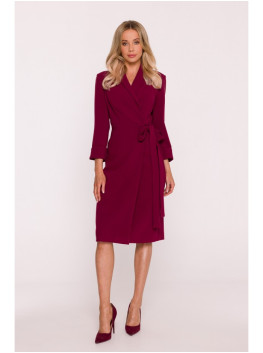 S415 Shirt dress tied at the waist - maroon