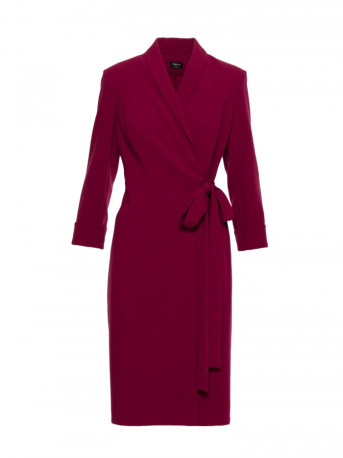 S415 Shirt dress tied at the waist - maroon