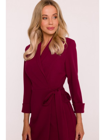 S415 Shirt dress tied at the waist - maroon