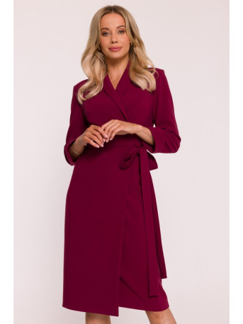 S415 Shirt dress tied at the waist - maroon