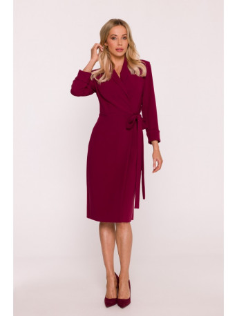 S415 Shirt dress tied at the waist - maroon