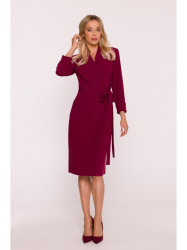S415 Shirt dress tied at the waist - maroon