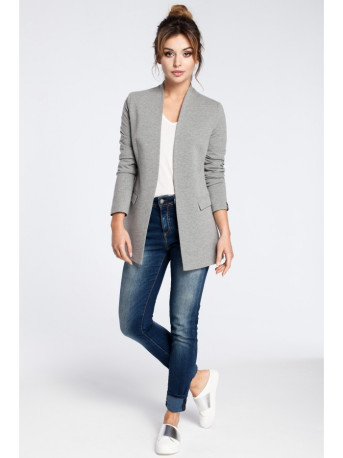 B030 Collarless open front knit blazer - grey