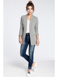 B030 Collarless open front knit blazer - grey