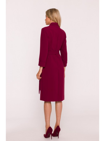 S415 Shirt dress tied at the waist - maroon