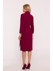S415 Shirt dress tied at the waist - maroon