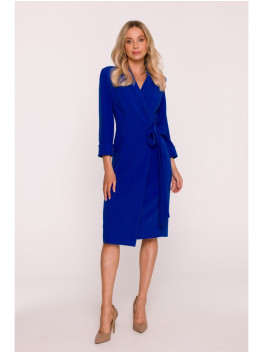 S415 Shirt dress tied at the waist - royal blue