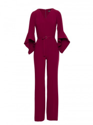 S416 Jumpsuit with ruffled sleeves - maroon