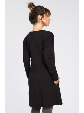 B042 Tunic with a front split - black