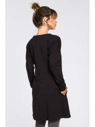 B042 Tunic with a front split - black