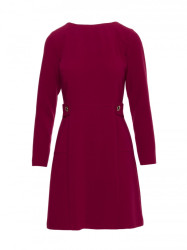 S419 Dress with decorative buttons at the waist - maroon