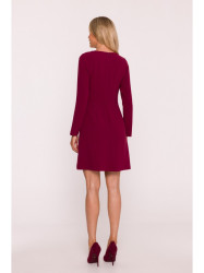 S419 Dress with decorative buttons at the waist - maroon