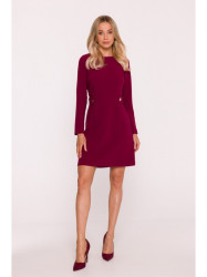 S419 Dress with decorative buttons at the waist - maroon