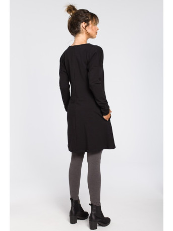 B042 Tunic with a front split - black