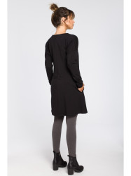 B042 Tunic with a front split - black