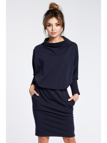 B032 Kimono sleeve dress - navy blue