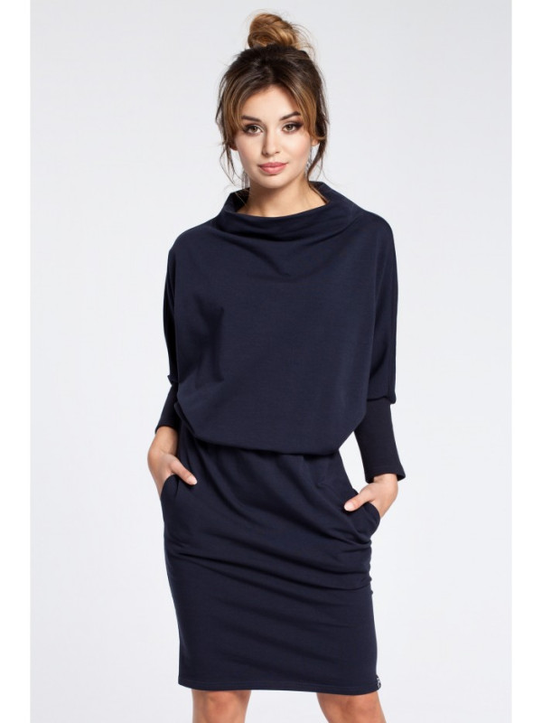 B032 Kimono sleeve dress - navy blue