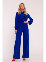 S420 Jumpsuit with a ruffle - royal blue