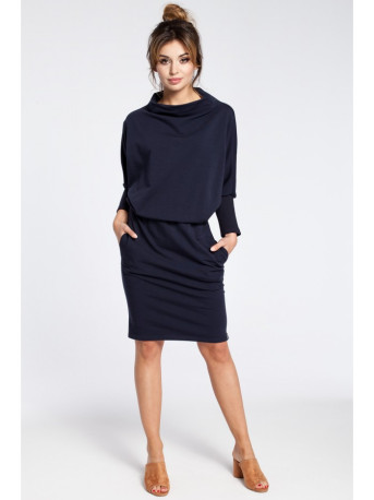 B032 Kimono sleeve dress - navy blue
