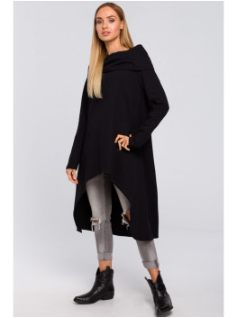 M477 Wide collar asymetric tunic - black