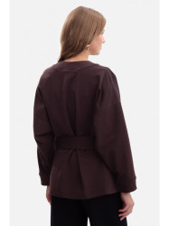 B297 Collarless knit open front blazer - dark chocolate