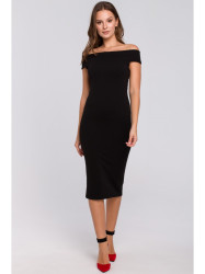 K001 Off shoulder knit dress - black