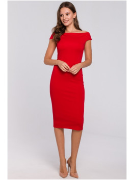 K001 Off shoulder knit dress - red
