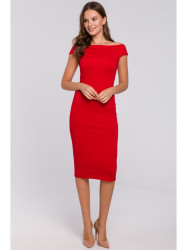 K001 Off shoulder knit dress - red