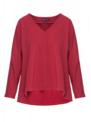 B304 Knit V-neck pullover top - maroon