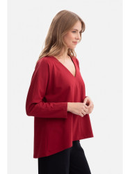 B304 Knit V-neck pullover top - maroon