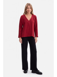 B304 Knit V-neck pullover top - maroon