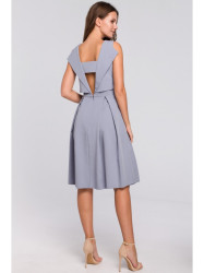 K005 Fit & flare dress with open back - dove grey
