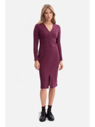 B307 Rib knit pencil dress - plum
