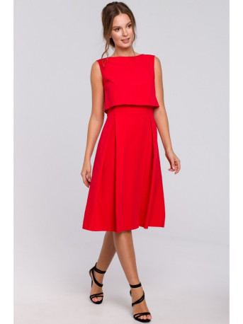 K005 Fit & flare dress with open back - red