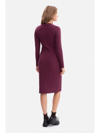 B307 Rib knit pencil dress - plum