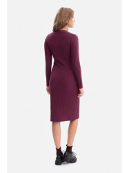 B307 Rib knit pencil dress - plum