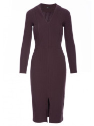 B307 Rib knit pencil dress - dark chocolate