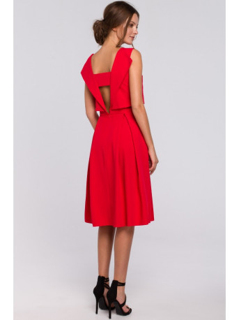 K005 Fit & flare dress with open back - red